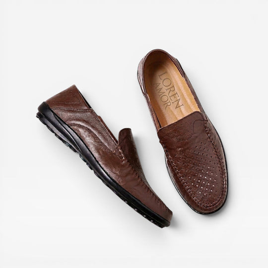 Rindsleder Slipper Herren Gelocht Slip-On Sommer Leicht
