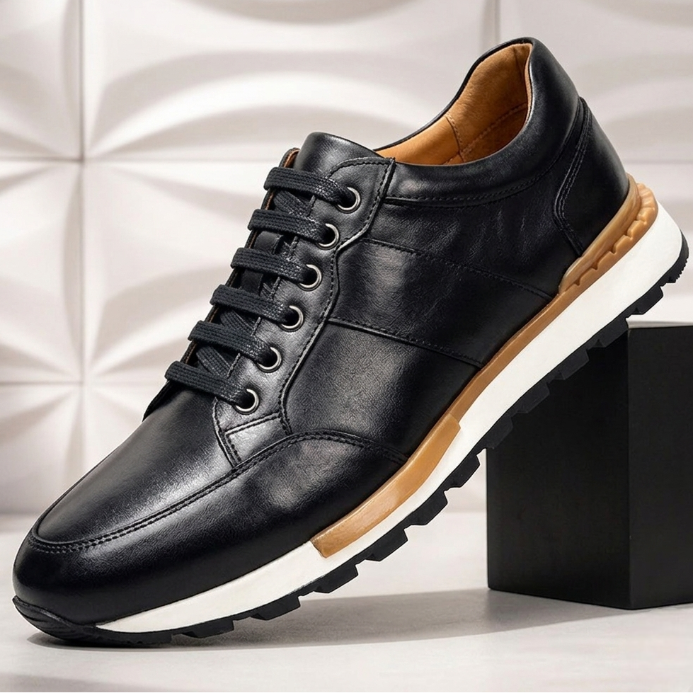 Rindsleder Sneaker Herren Gepolstert Business Freizeit