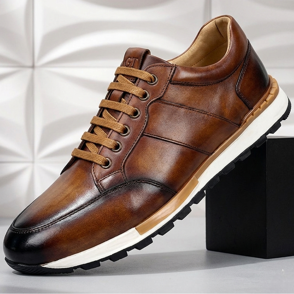Rindsleder Sneaker Herren Gepolstert Business Freizeit