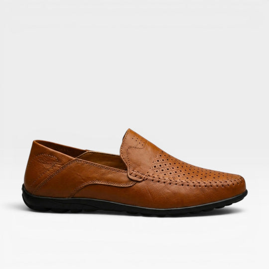 Rindsleder Slipper Herren Gelocht Slip-On Sommer Leicht