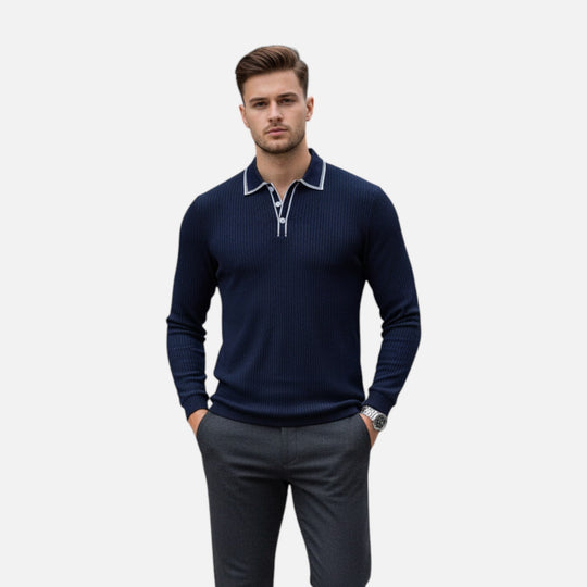 Herren Marine-Kontrast-Knopfhemd – Jennoir