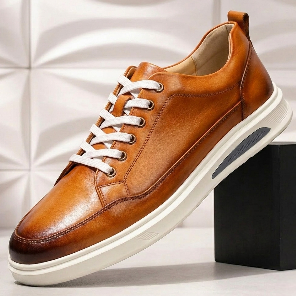 Rindsleder Sneaker Herren Leder Casual Sport Komfort