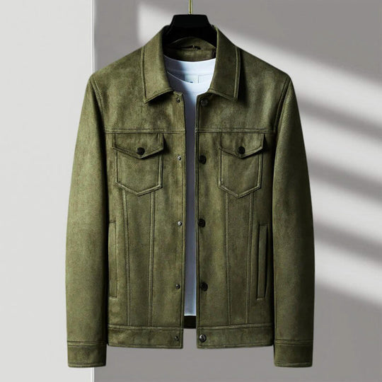 Wildleder Retro Jacke Herren Vintage Tailliert Elegant