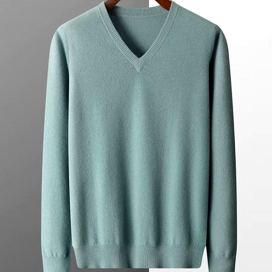 Merino V-Ausschnitt Pullover Herren Strick Elegant