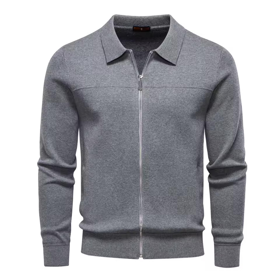 Zip-Up Strickjacke Herren Cardigan Baumwolle Casual