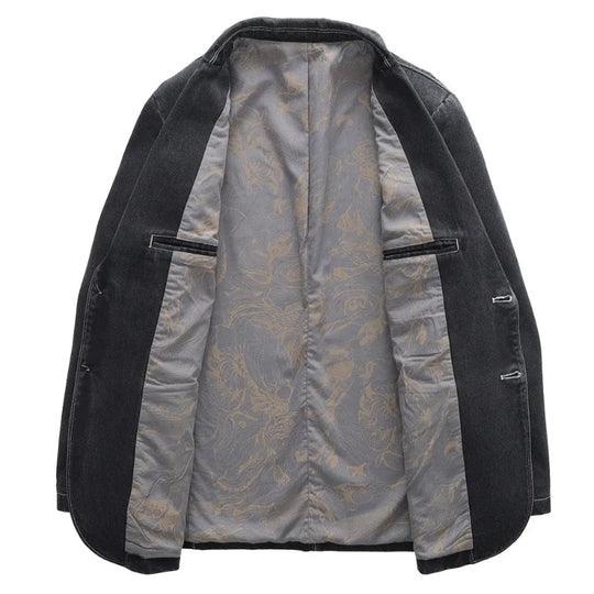 Tailliert Denim Blazer Herren Jeans Sakko Elegant