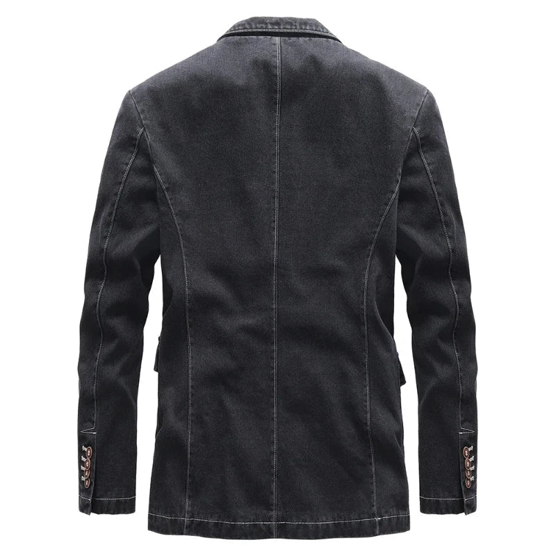 Tailliert Denim Blazer Herren Jeans Sakko Elegant