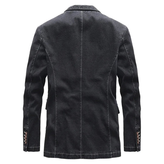 Tailliert Denim Blazer Herren Jeans Sakko Elegant