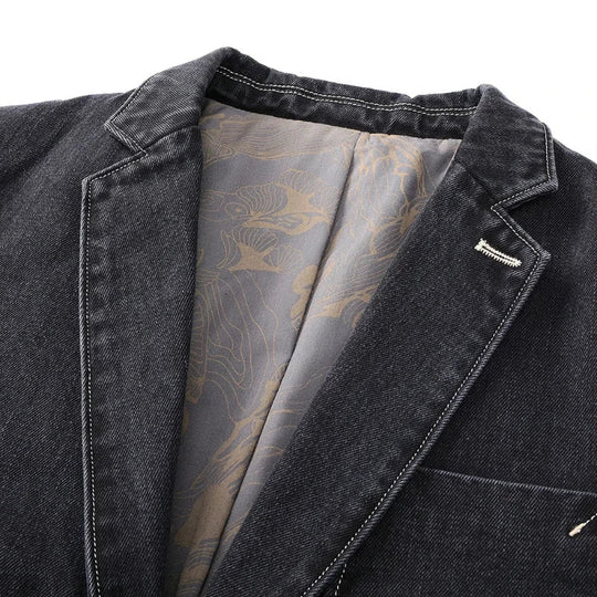 Tailliert Denim Blazer Herren Jeans Sakko Elegant