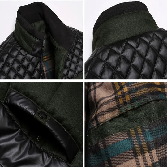 Wattierte Steppjacke Herren Zweifarbig Kariertes Futter