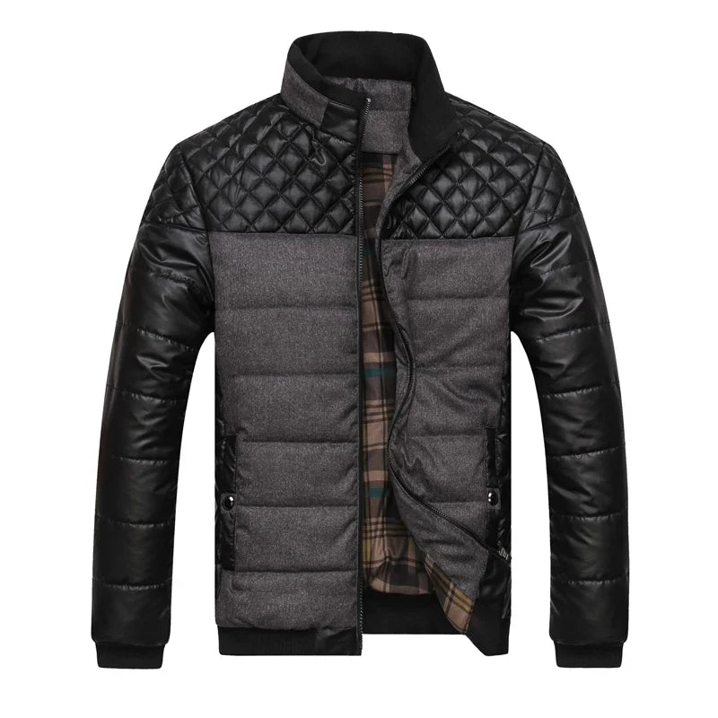 Wattierte Steppjacke Herren Zweifarbig Kariertes Futter