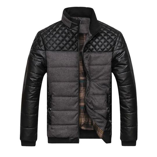Wattierte Steppjacke Herren Zweifarbig Kariertes Futter