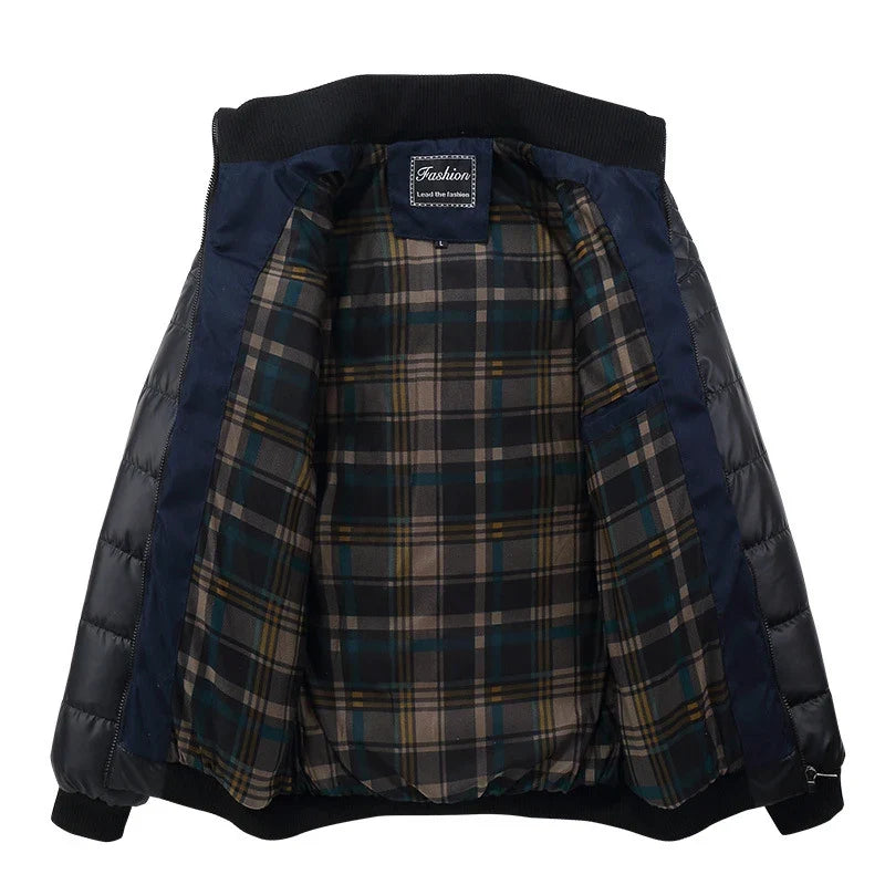 Wattierte Steppjacke Herren Zweifarbig Kariertes Futter