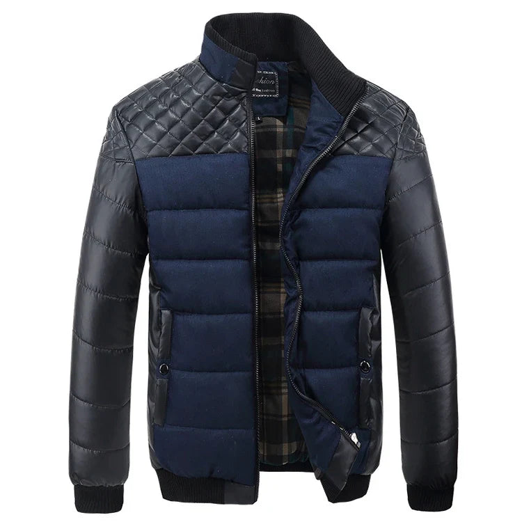 Wattierte Steppjacke Herren Zweifarbig Kariertes Futter