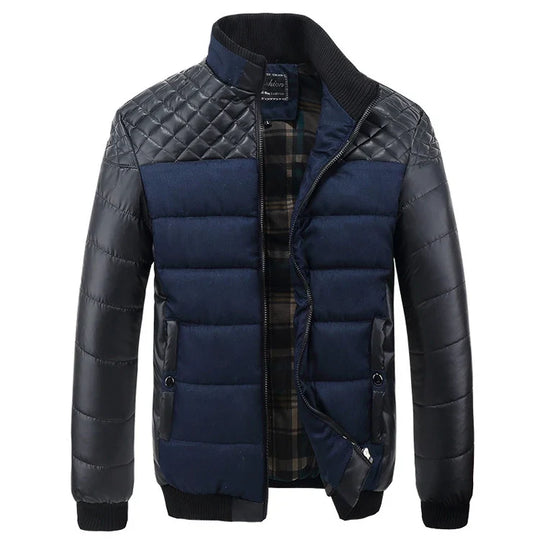 Wattierte Steppjacke Herren Zweifarbig Kariertes Futter