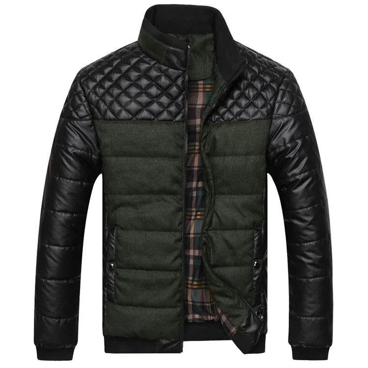 Wattierte Steppjacke Herren Zweifarbig Kariertes Futter