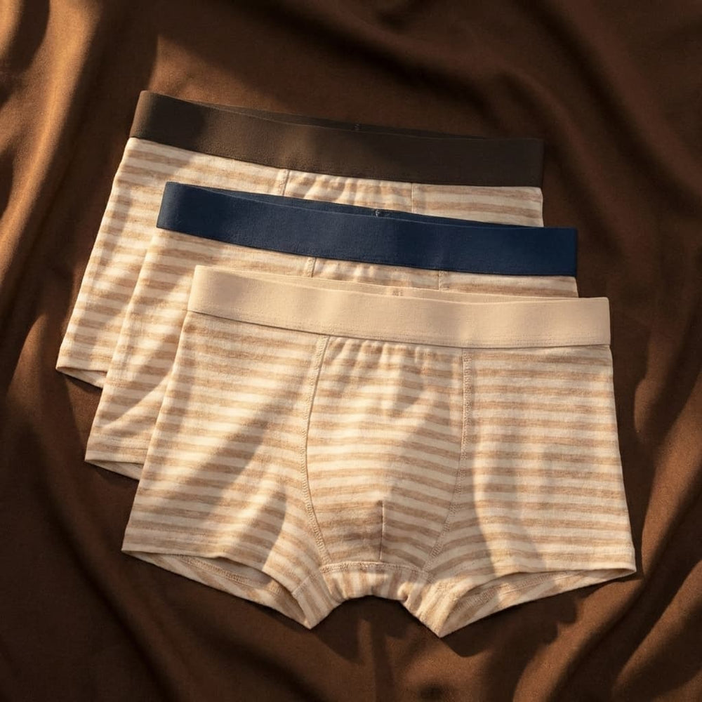 Bio Baumwoll Boxershorts Herren Gestreift Breiter Bund