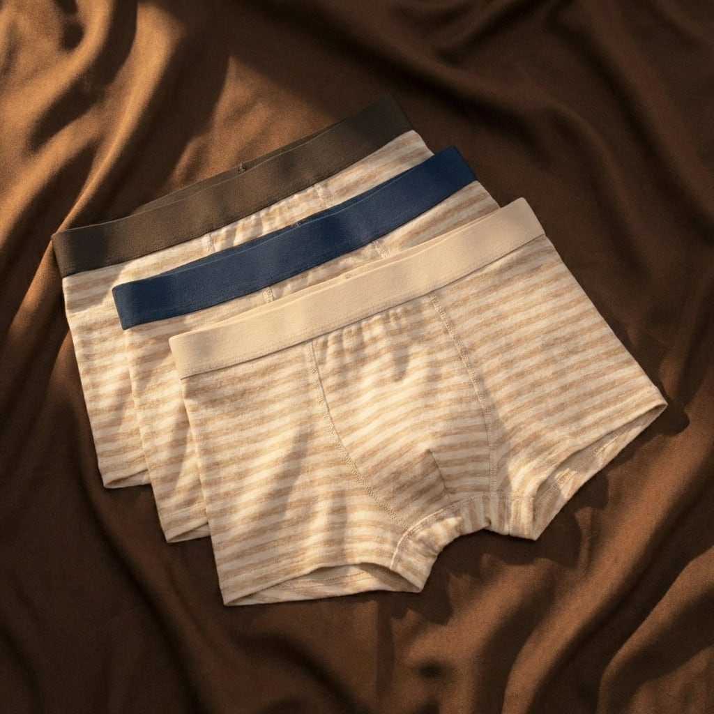 Bio Baumwoll Boxershorts Herren Gestreift Breiter Bund