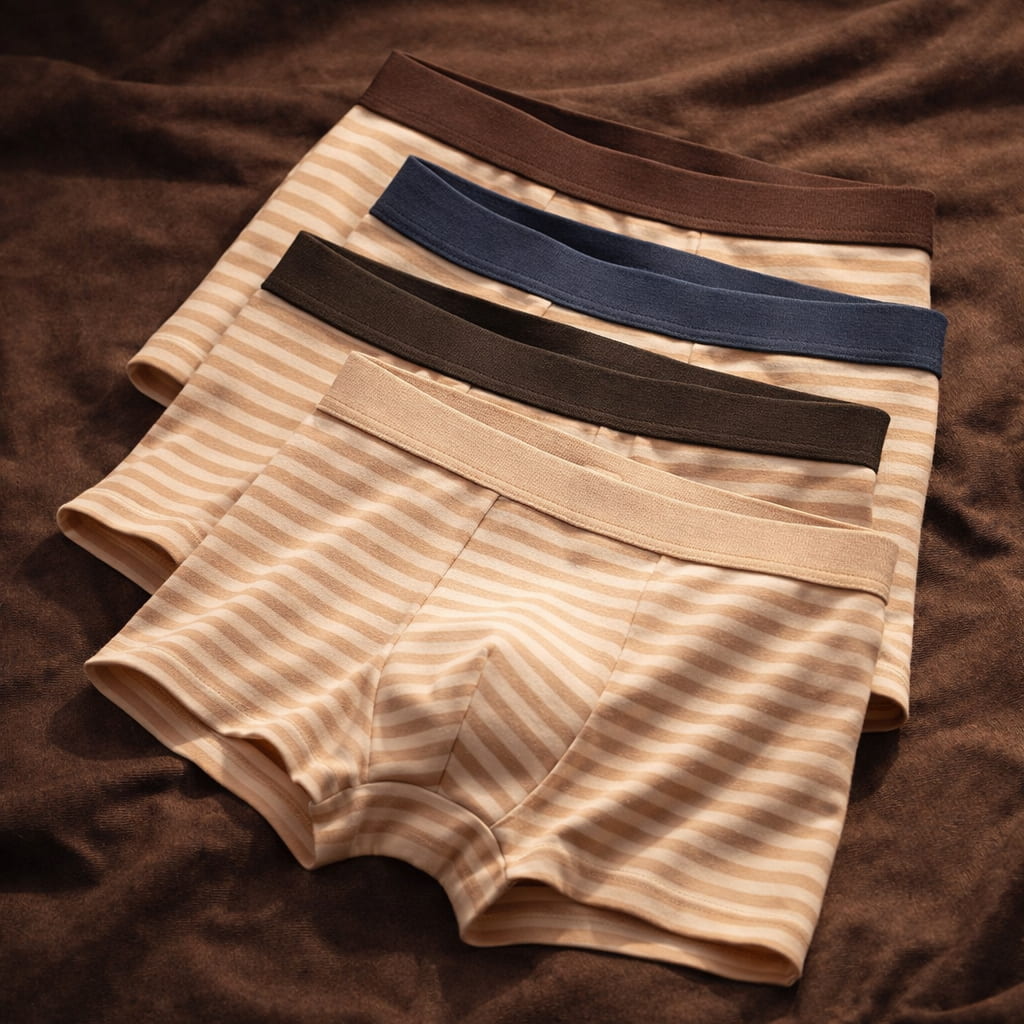 Bio Baumwoll Boxershorts Herren Gestreift Breiter Bund