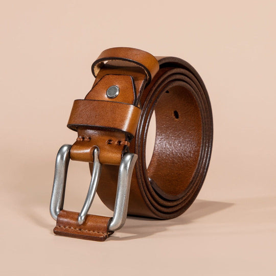 Vollleder Gürtel Herren Vintage Schnalle Naturpatina