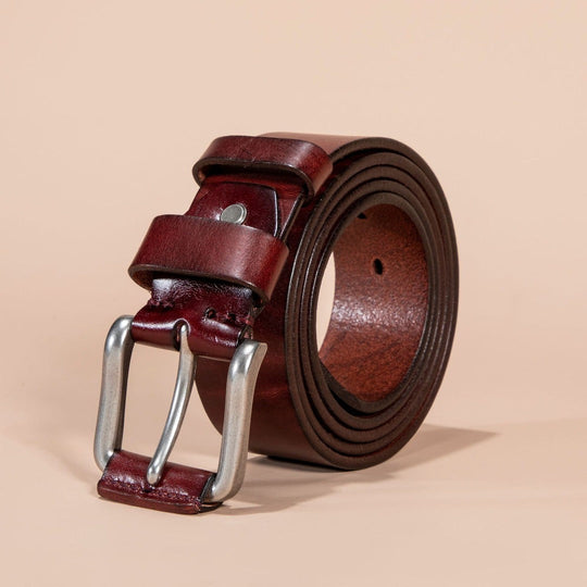Vollleder Gürtel Herren Vintage Schnalle Naturpatina
