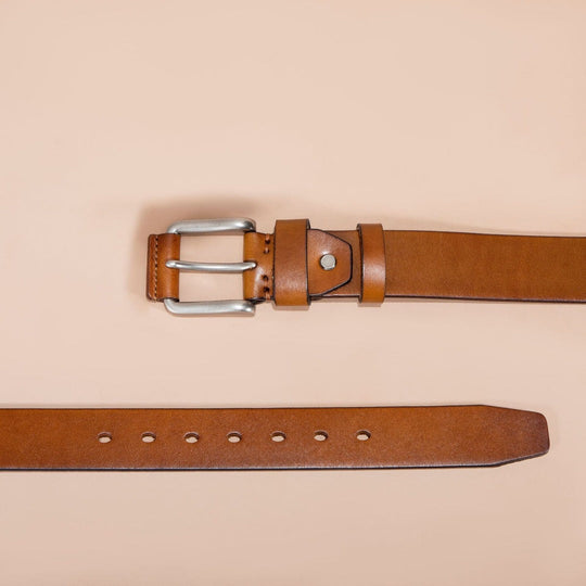 Vollleder Gürtel Herren Vintage Schnalle Naturpatina