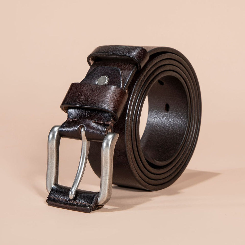 Vollleder Gürtel Herren Vintage Schnalle Naturpatina