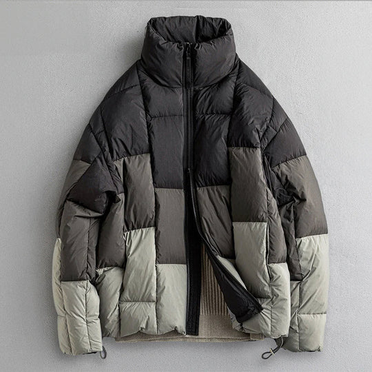 Colourblock Daunenjacke Herren Stehkragen Verstellbar