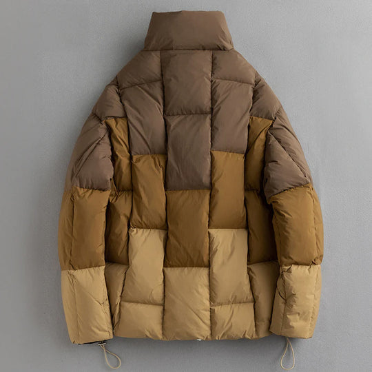 Colourblock Daunenjacke Herren Stehkragen Verstellbar