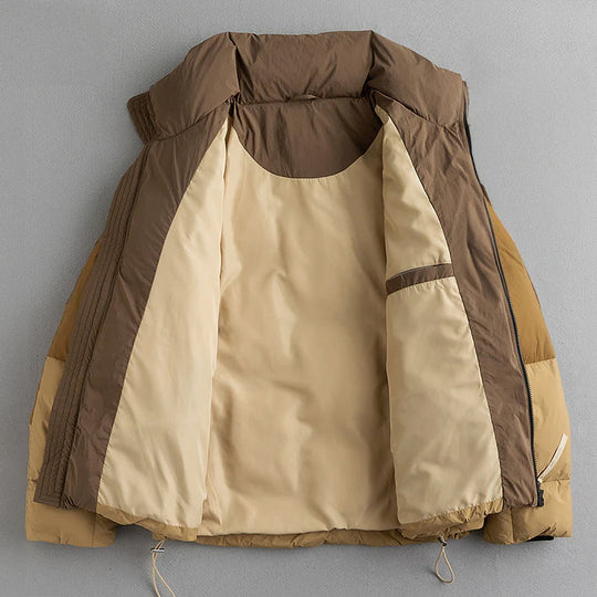 Colourblock Daunenjacke Herren Stehkragen Verstellbar