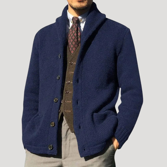 Woll Cardigan Herren Schalkragen Coatigan Strickjacke