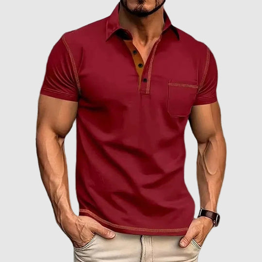 Kontrast Kurzarm Poloshirt Herren Sommer Polo Casual
