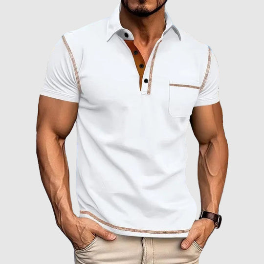 Kontrast Kurzarm Poloshirt Herren Sommer Polo Casual