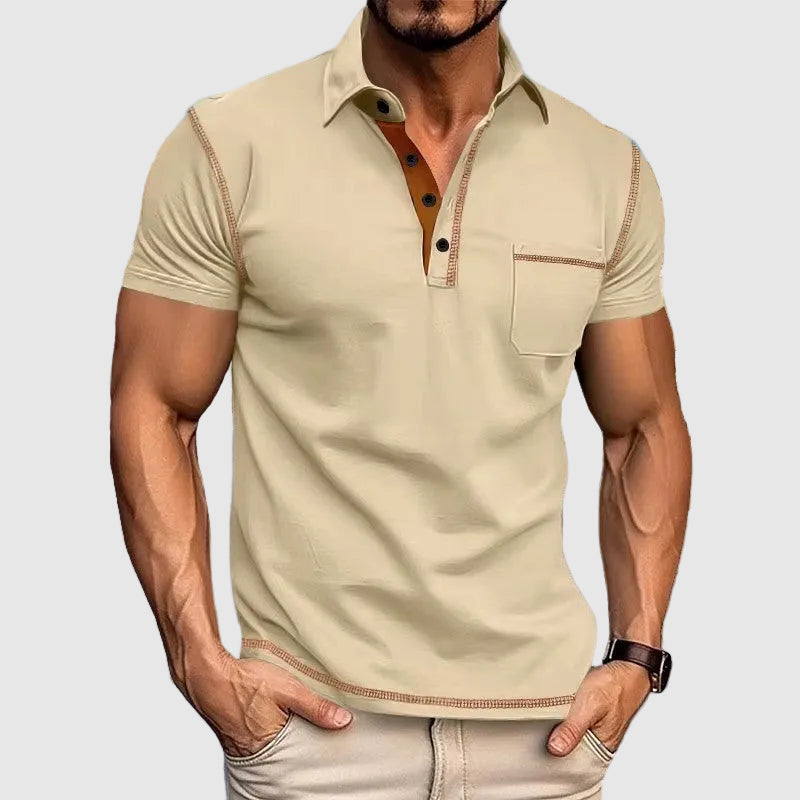 Kontrast Kurzarm Poloshirt Herren Sommer Polo Casual