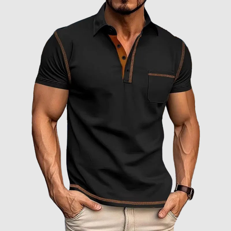 Kontrast Kurzarm Poloshirt Herren Sommer Polo Casual