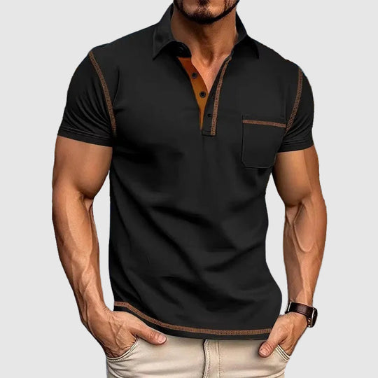 Kontrast Kurzarm Poloshirt Herren Sommer Polo Casual