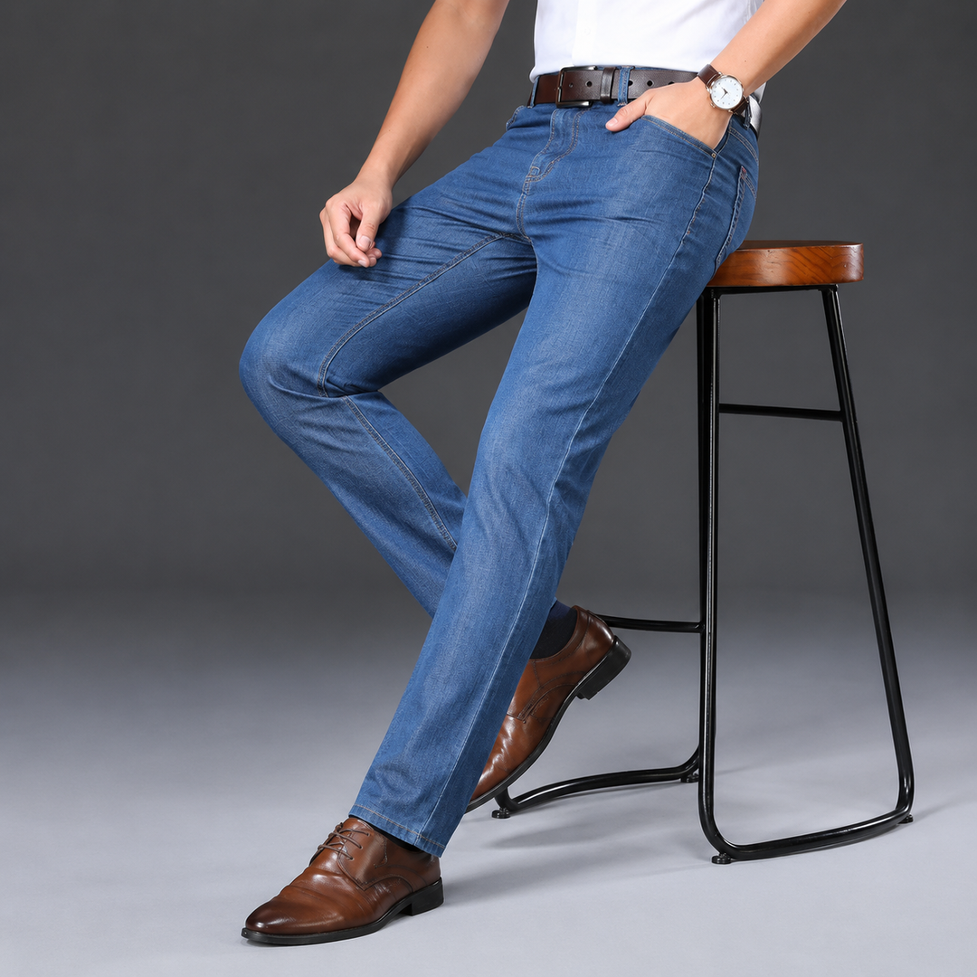 Smart Casual Jeans Herren Denim Gerade Regular Fit Hose