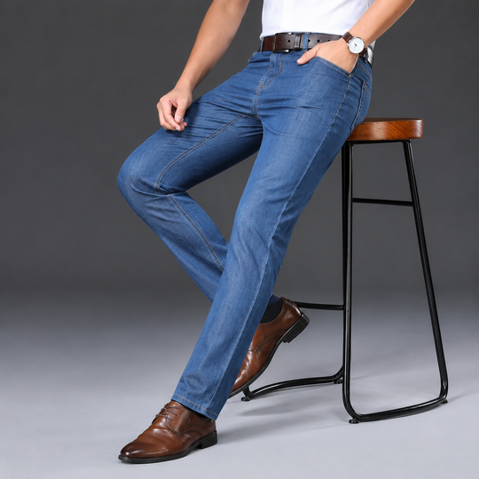 Smart Casual Jeans Herren Denim Gerade Regular Fit Hose