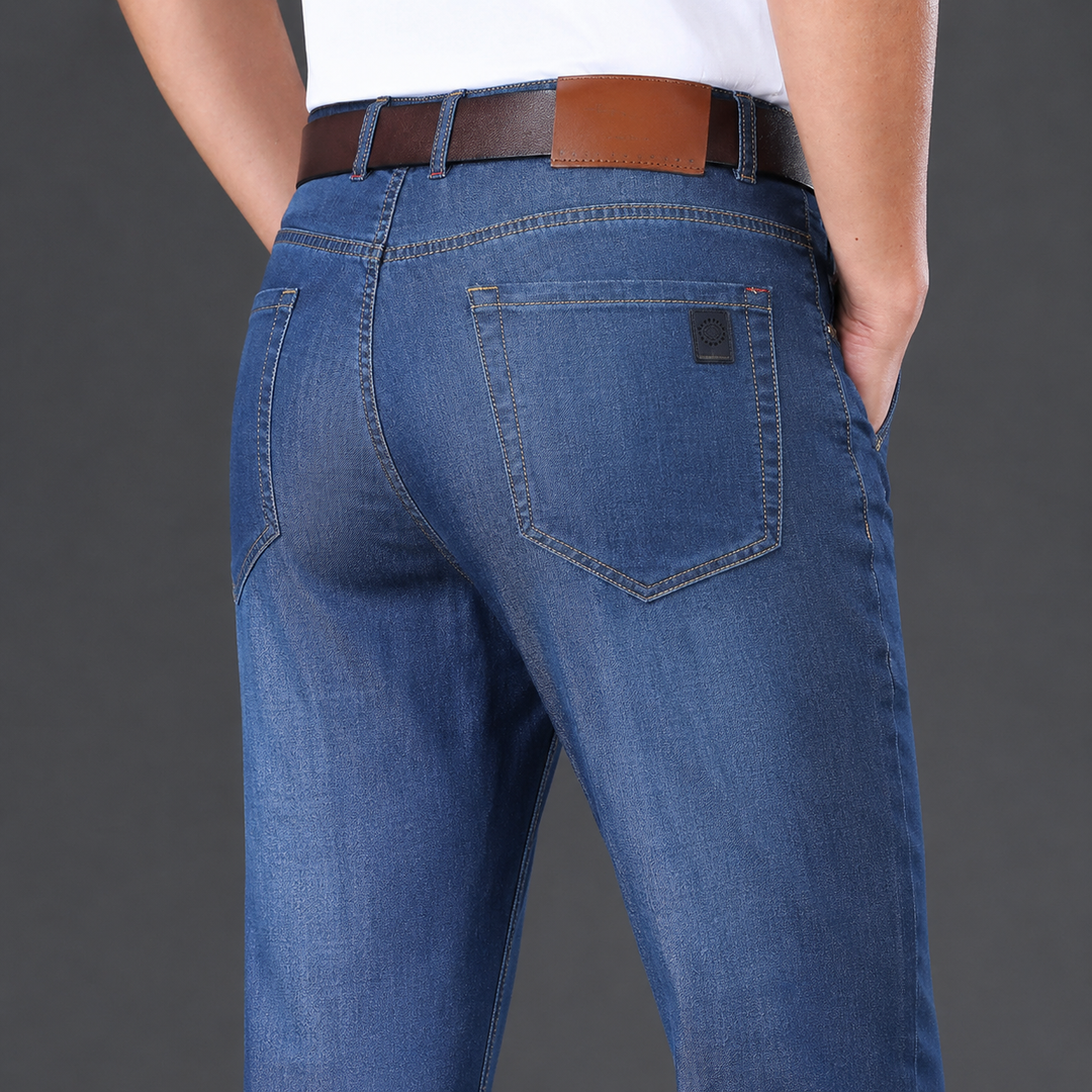 Smart Casual Jeans Herren Denim Gerade Regular Fit Hose