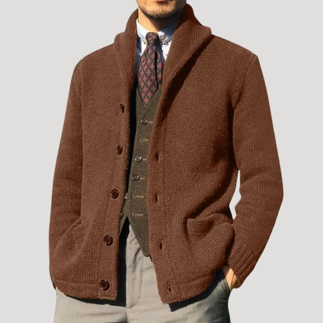 Woll Cardigan Herren Schalkragen Coatigan Strickjacke