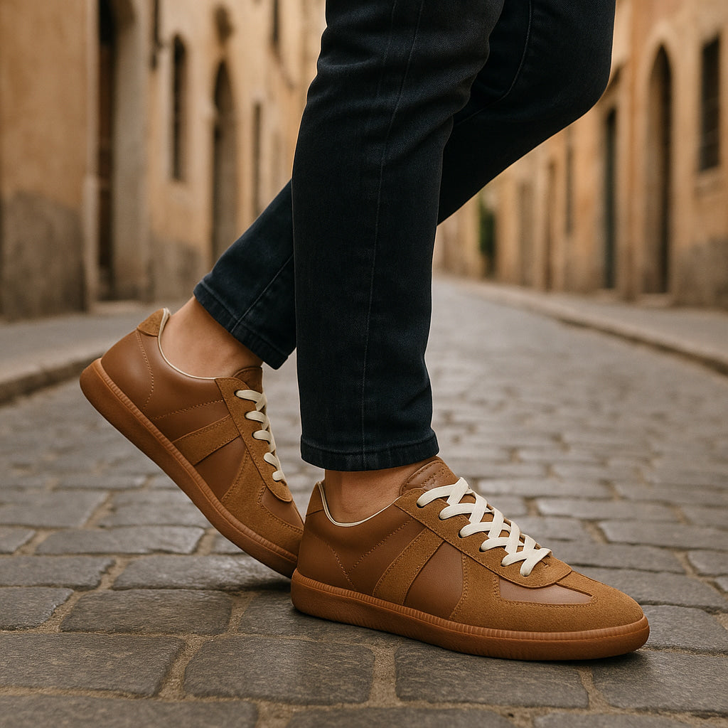 Leder Schnür Sneaker Herren Rutschfest Low-Top Casual