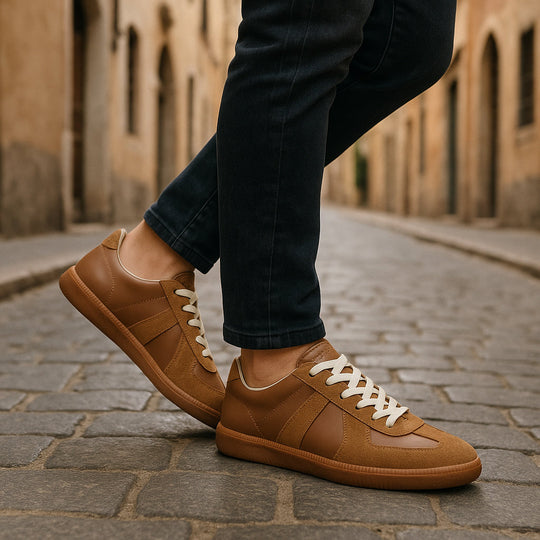Leder Schnür Sneaker Herren Rutschfest Low-Top Casual