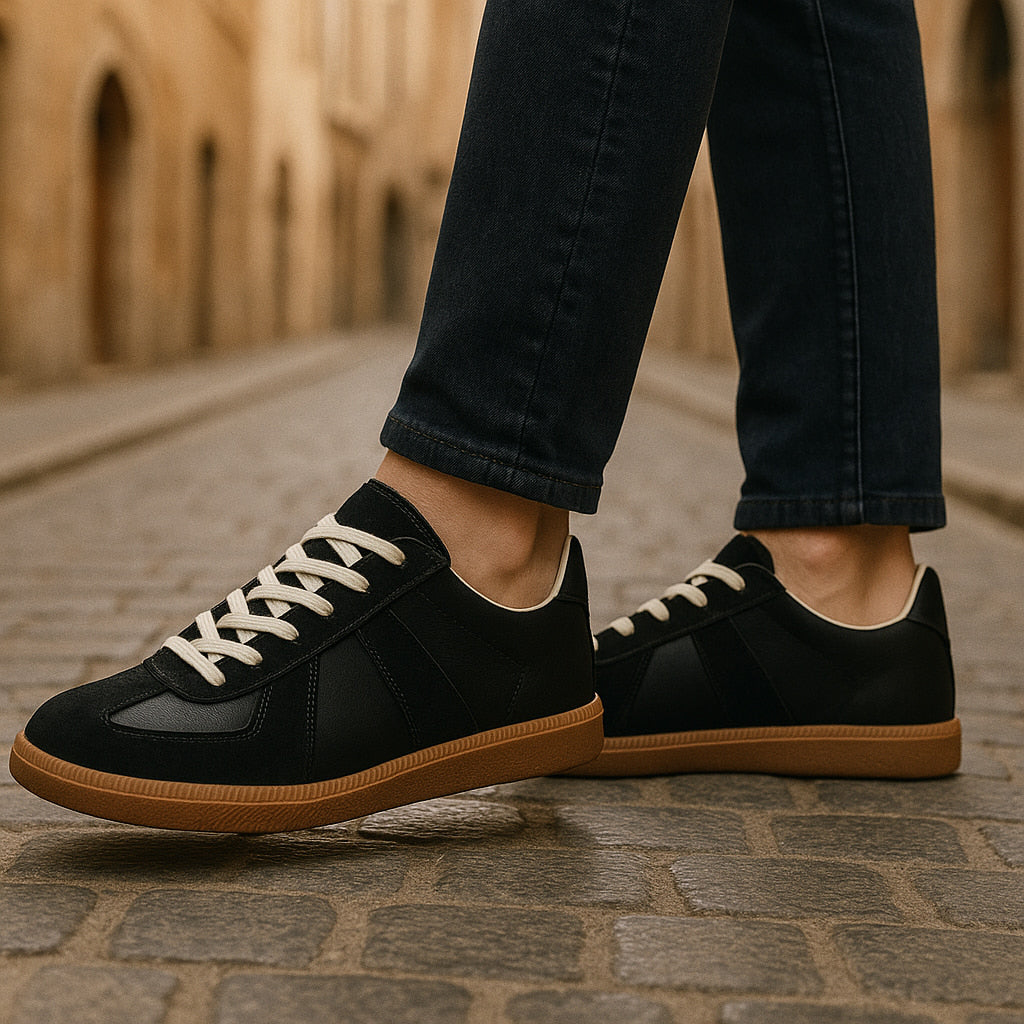Leder Schnür Sneaker Herren Rutschfest Low-Top Casual