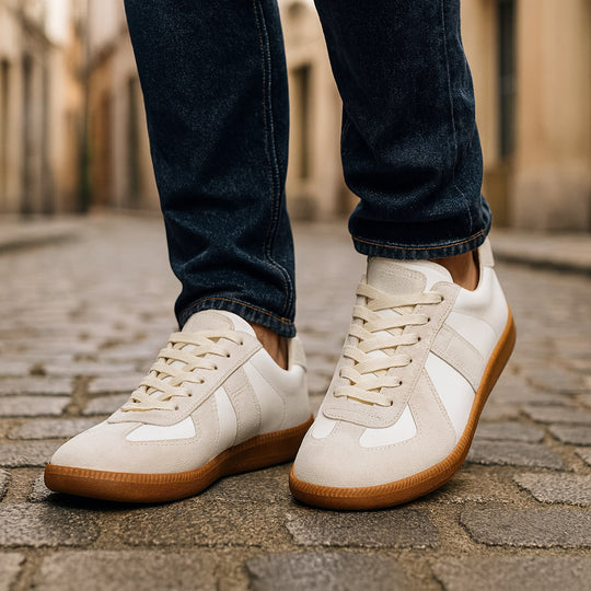 Leder Schnür Sneaker Herren Rutschfest Low-Top Casual