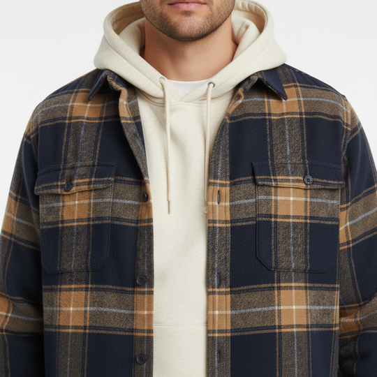 Baumwoll Flanellhemd Herren Langarm Warm Casual Winter