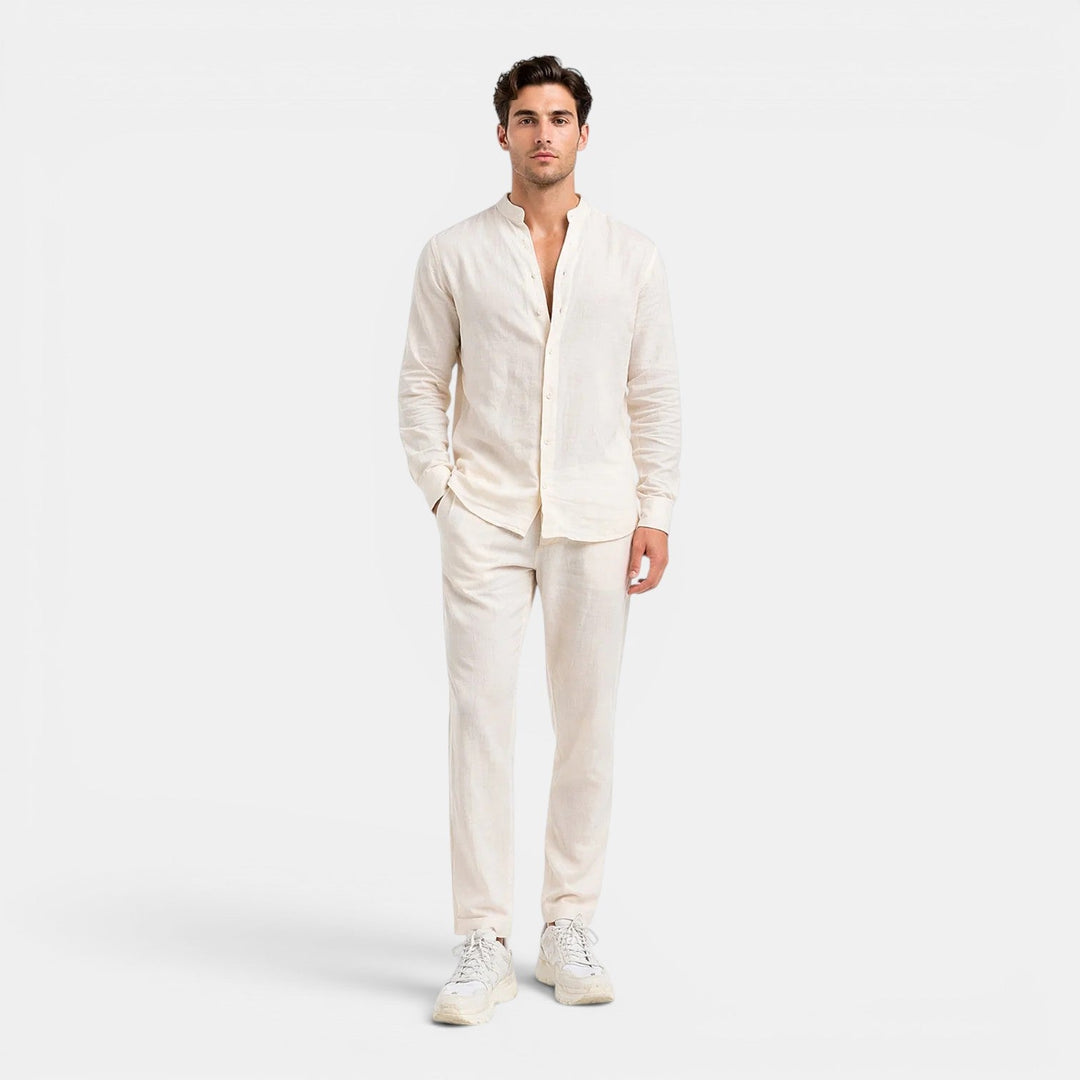 Herren Entspanntes Leinen-Zweiteiler-Set – Jennoir