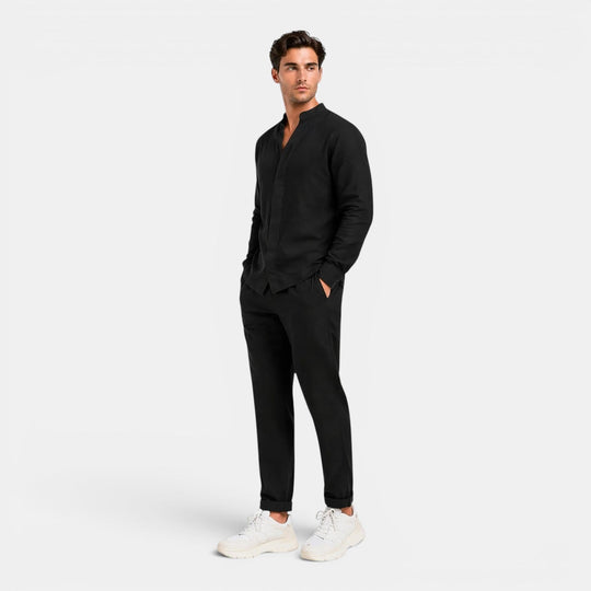 Herren Entspanntes Leinen-Zweiteiler-Set – Jennoir