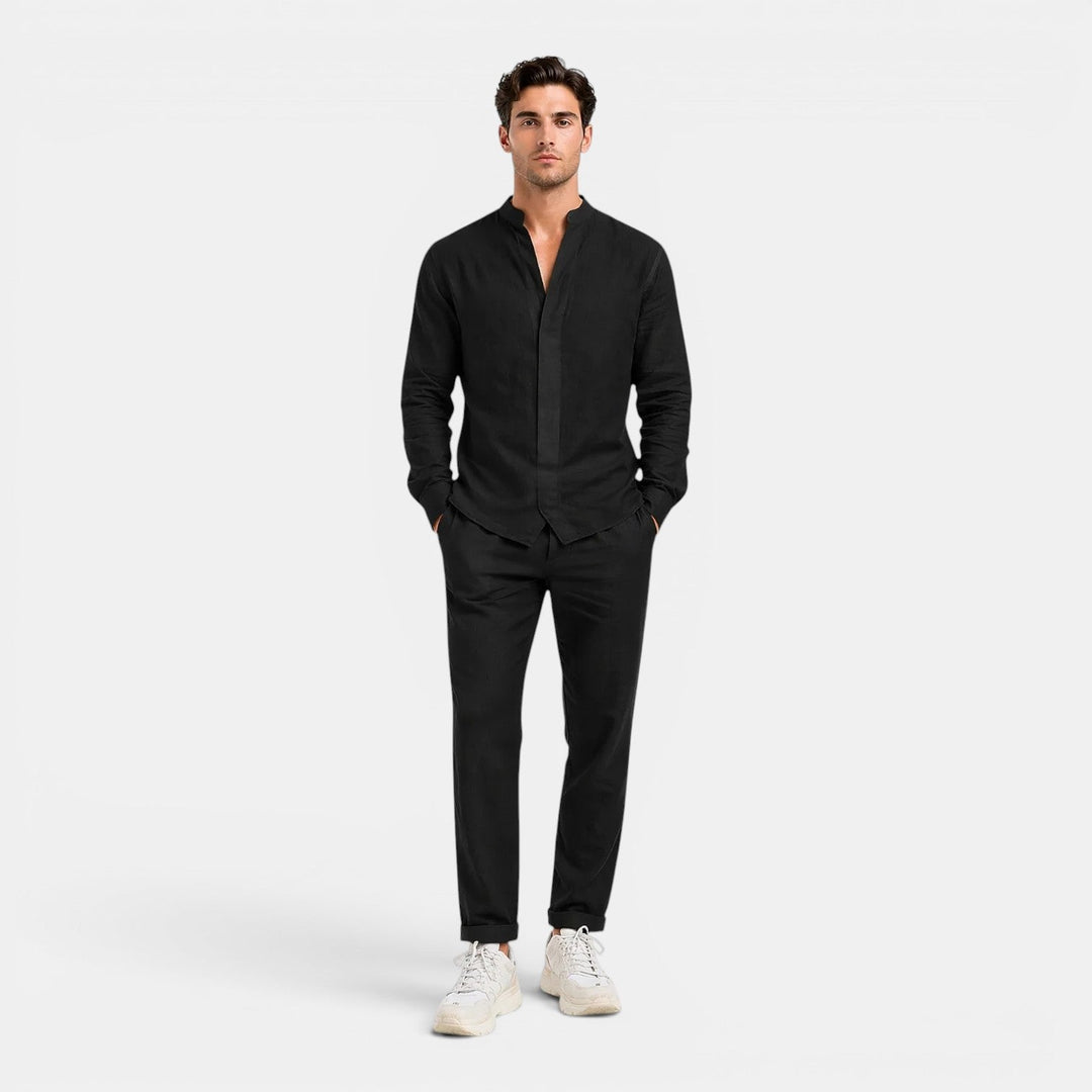 Herren Entspanntes Leinen-Zweiteiler-Set – Jennoir