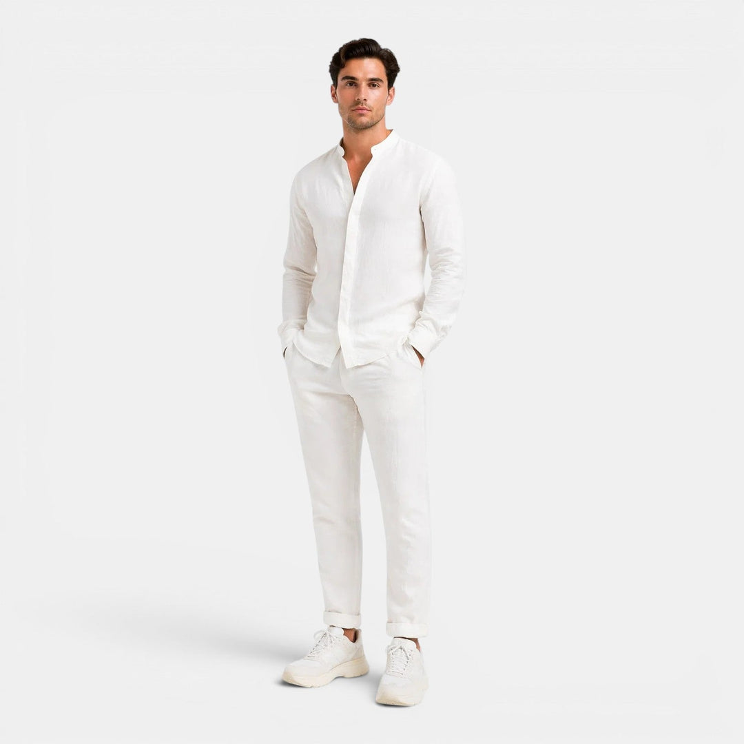 Herren Entspanntes Leinen-Zweiteiler-Set – Jennoir
