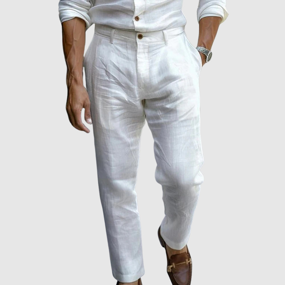 Leinen Hose Herren Sommer Baumwolle Elegant Anzughose